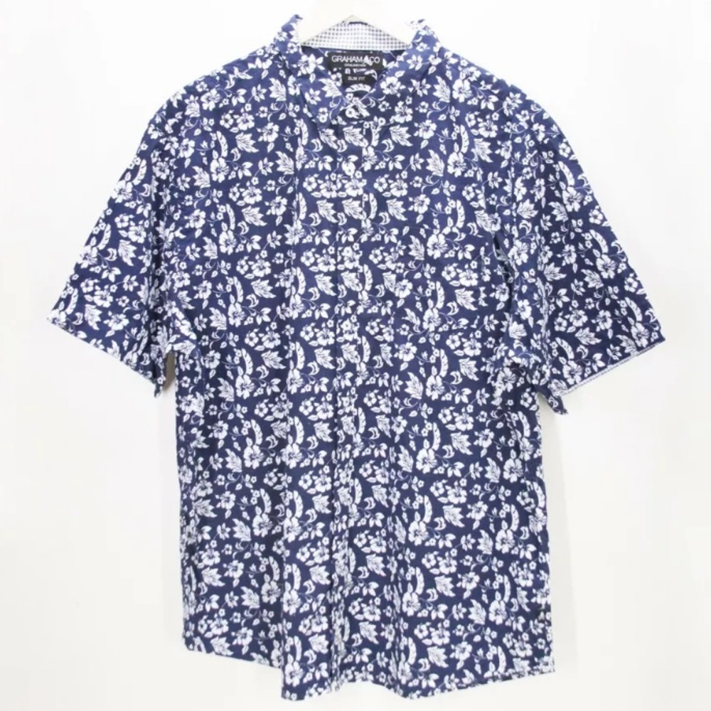 Graham Co. Men’s Slim Fit Button Down Hawaiian Shirt
